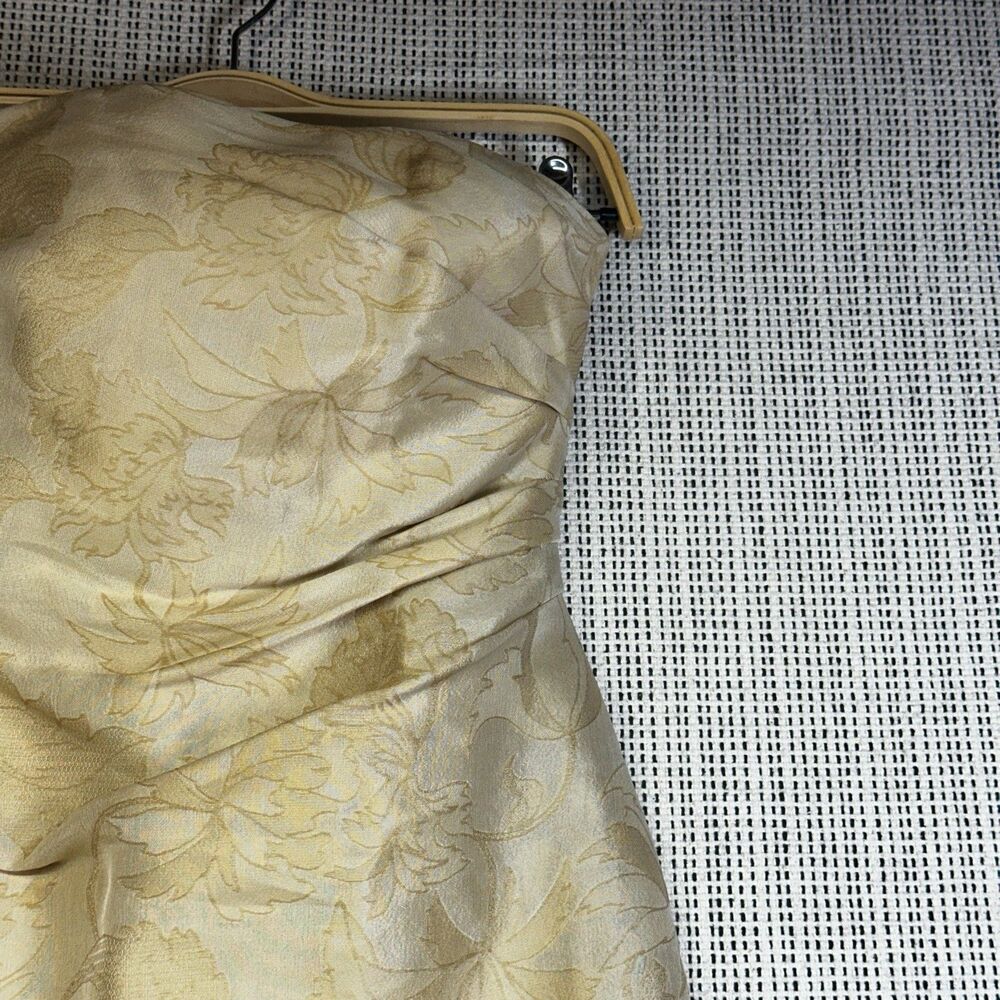 Y2K Kay Unger Strapless Gown Size 2 Champagne Floral Jacquard Ruched Formal - Picture 4 of 7